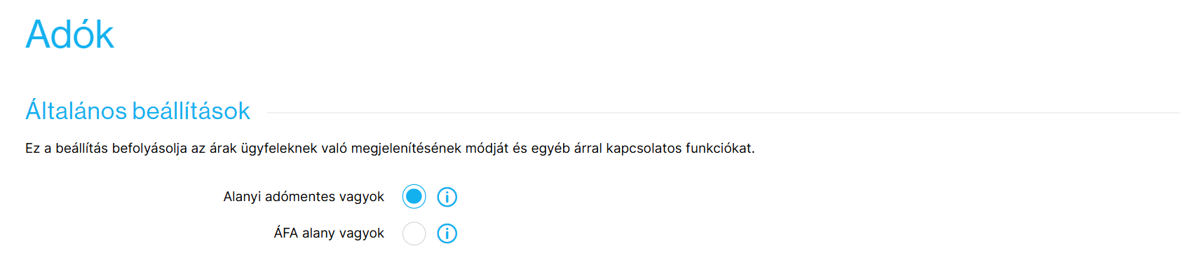 E-shop nem ÁFA-fizető módban