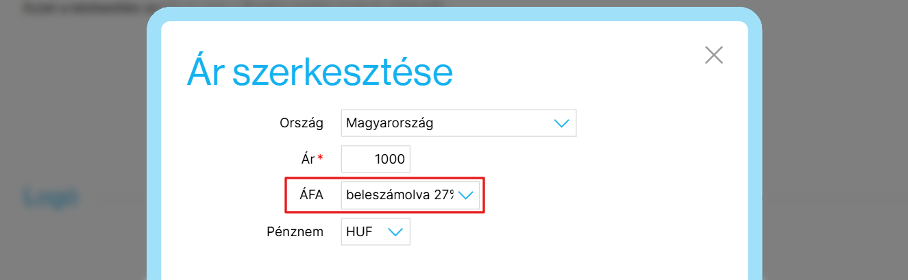 ÁFA beállítása a szállítási vagy fizetési mód részleteiben
