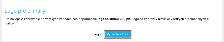 Sekcia Logo pre e-maily s tlačidlom pre výber súboru