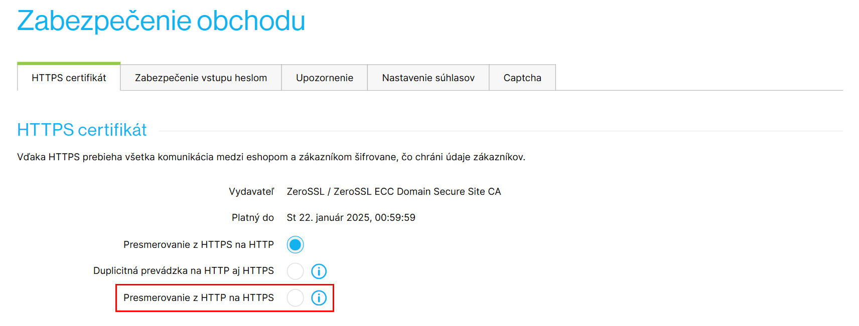 Aktivácia HTTPS zabezpečenia
