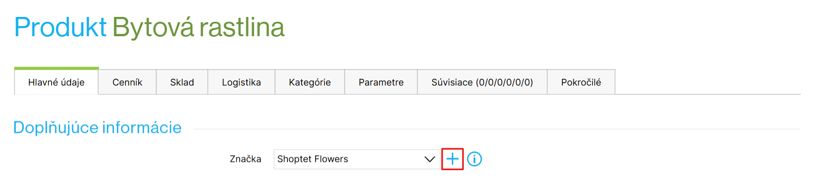 Pridanie novej značky z detailu produktu