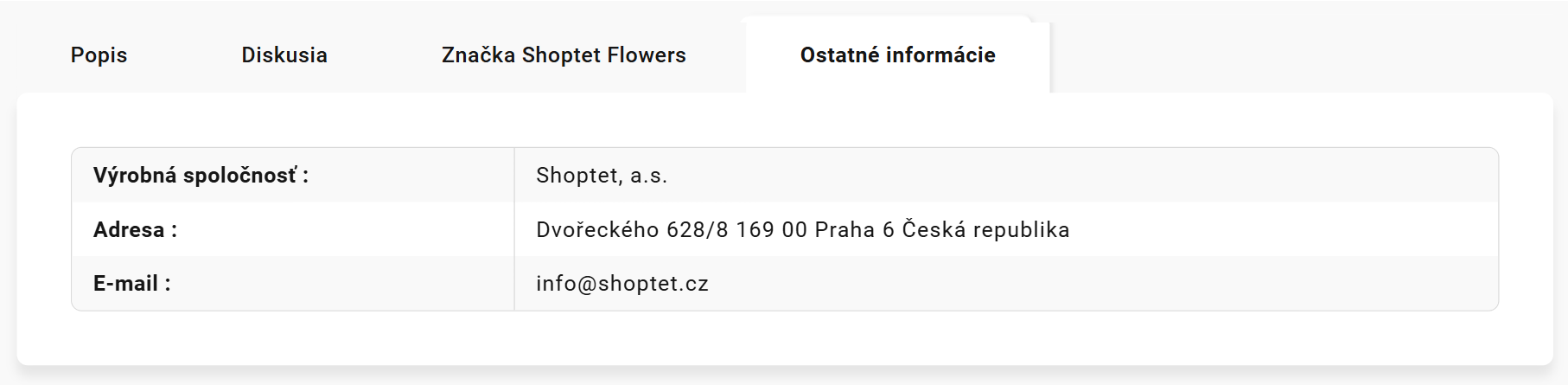 Zobrazenie GPSR údajov v detaile produktu v šablóne Samba