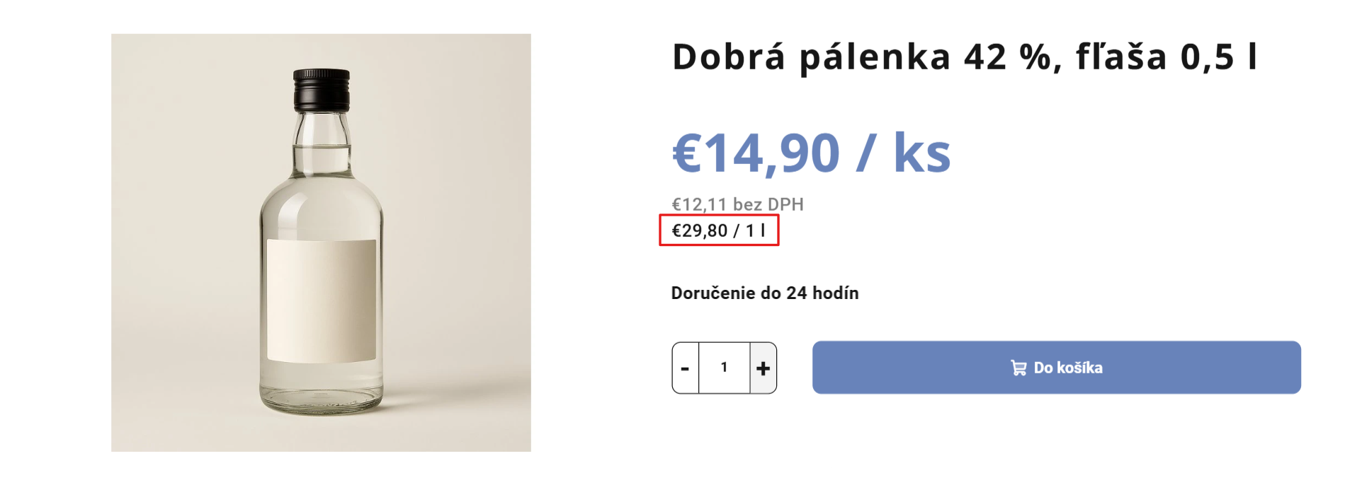 Zobrazenie mernej ceny v detaile produktu