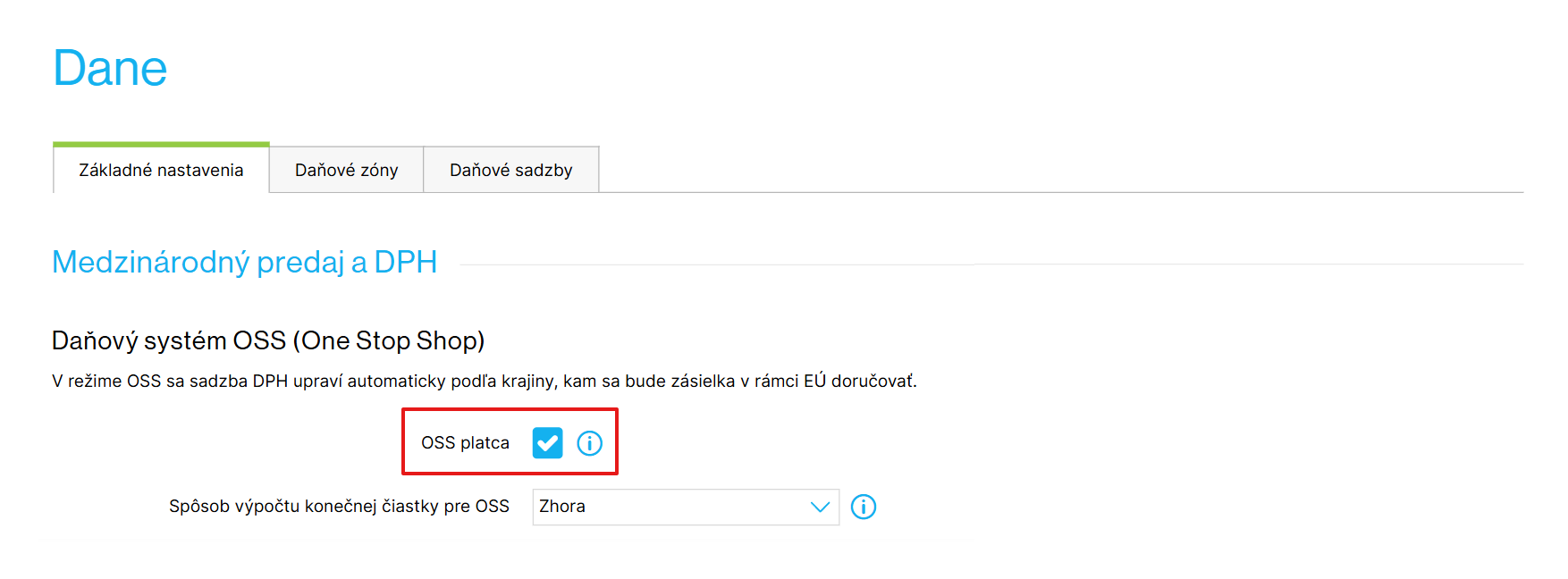 Aktivácia OSS v e-shope