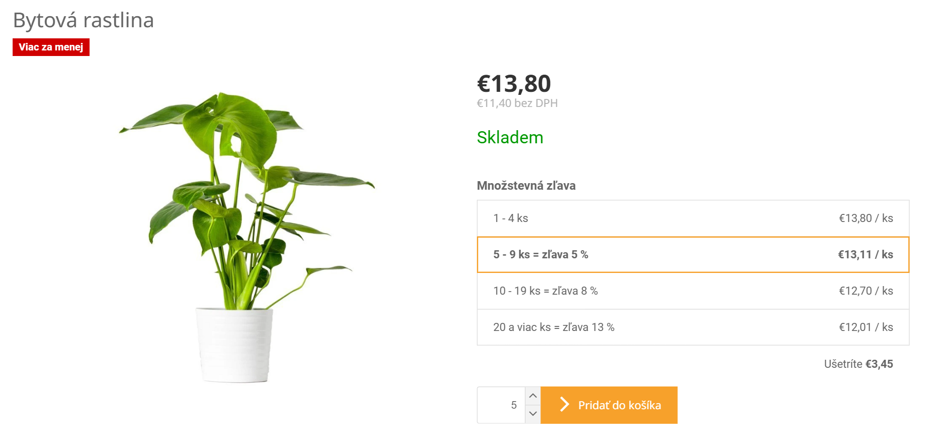 Zobrazenie tabuľky v detaile produktu