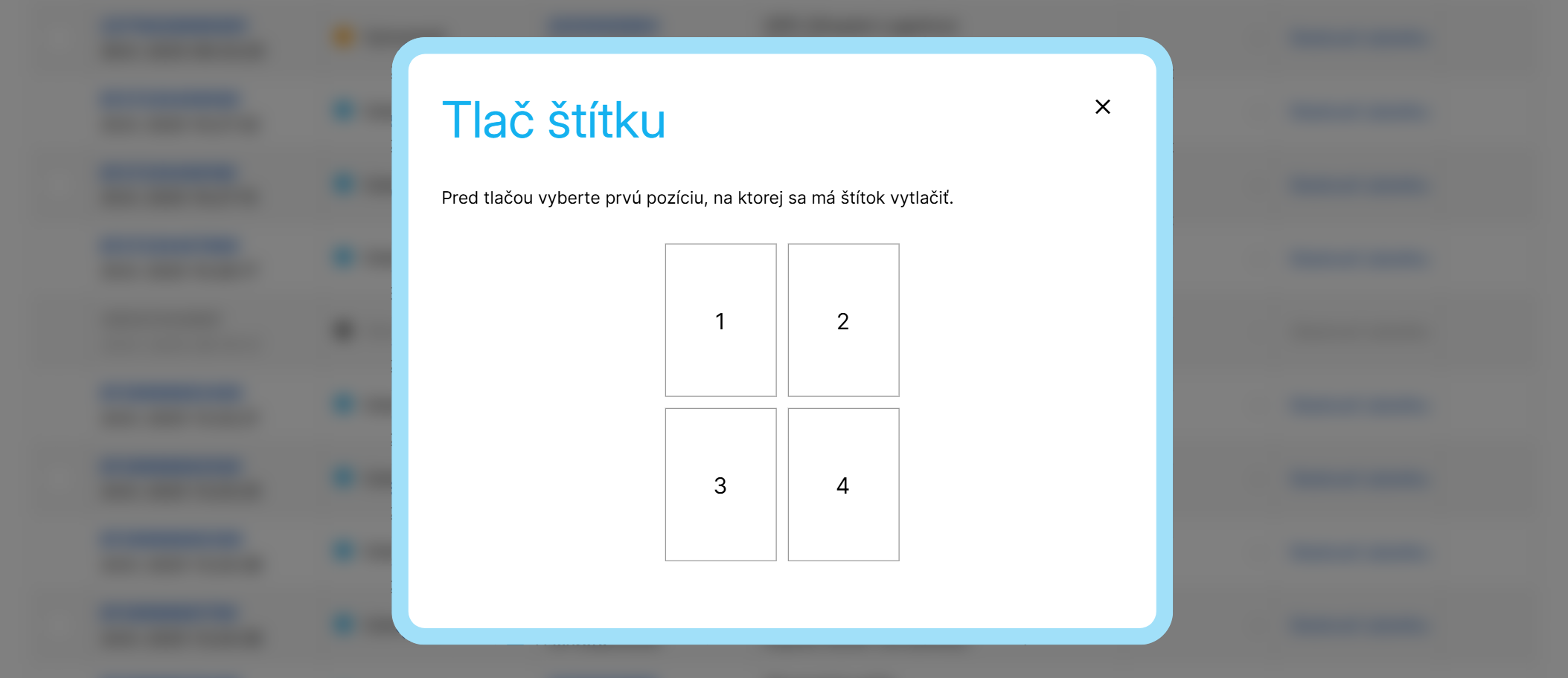 Ponuka poziciovania štítku zásielky pri tlači na klasickej tlačiarni