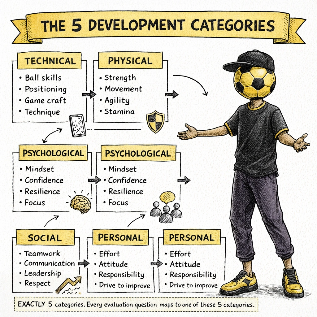 Five evaluation categories screen