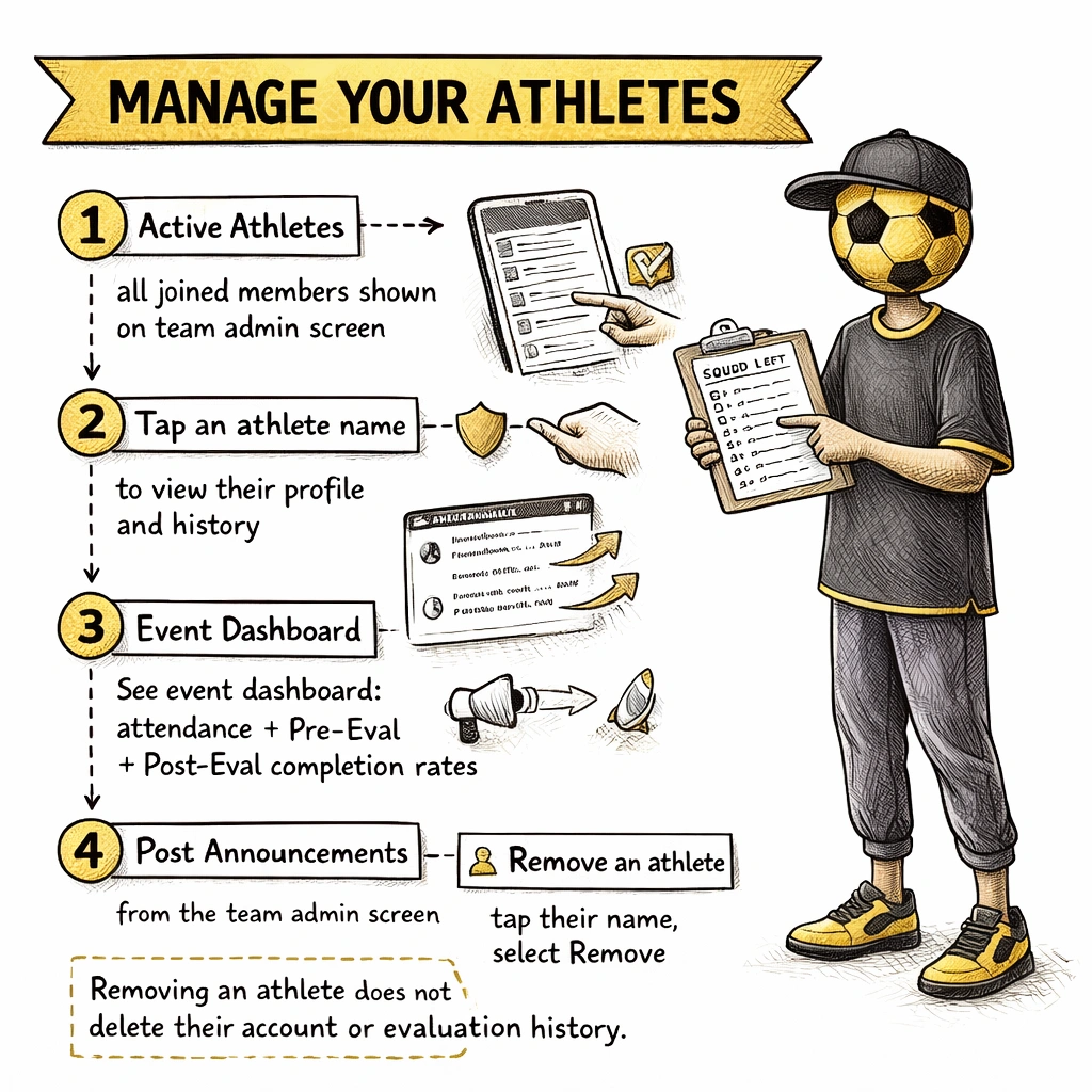 Manage athletes screen