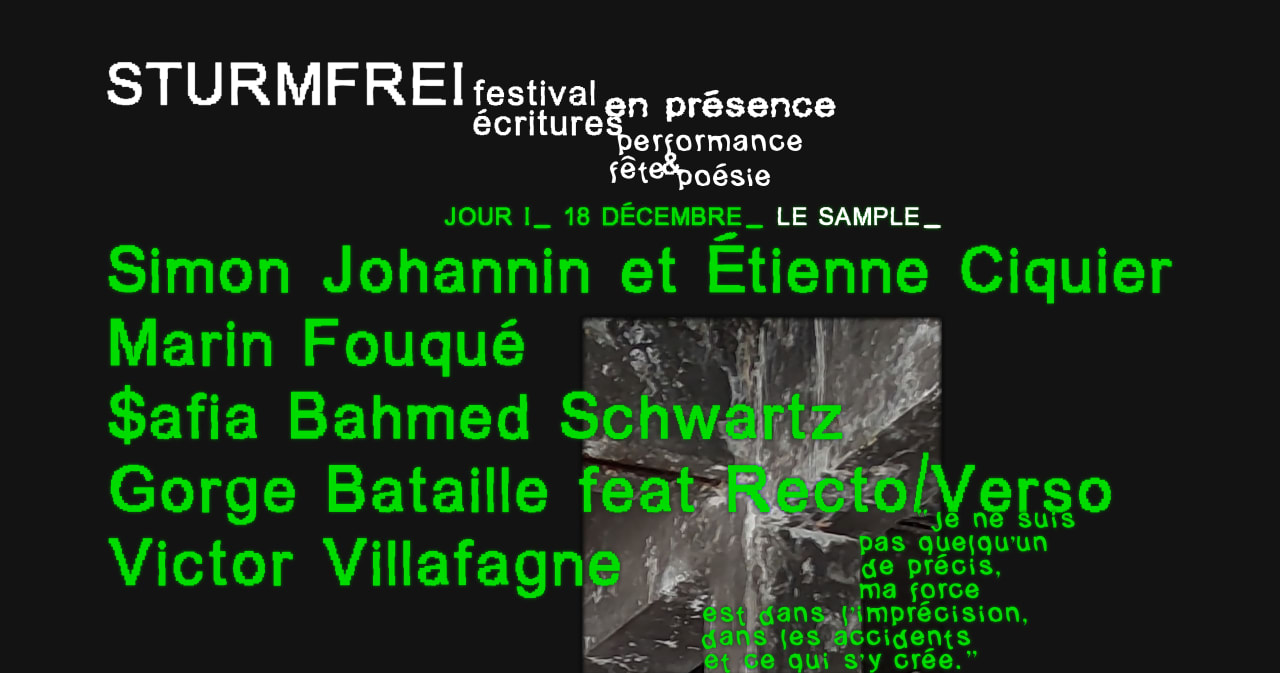 STURMFREI FESTIVAL : éᶜʳⁱᵗᵘʳᵉˢ ᵉⁿ ᵖʳéˢᵉⁿᶜᵉ - Jour I