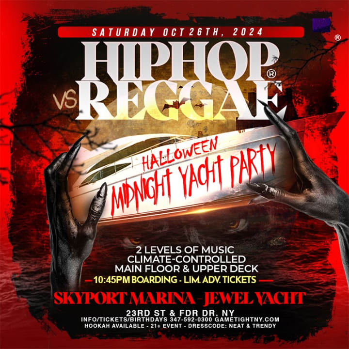 HipHopvsReggae NYC Halloween Sat Midnight Jewel Yacht party