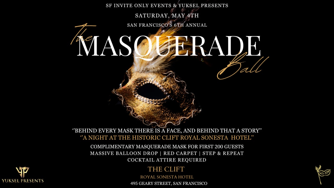 MASQUERADE BALL AT THE  HISTORIC CLIFT HOTEL SAN FRANCISCO