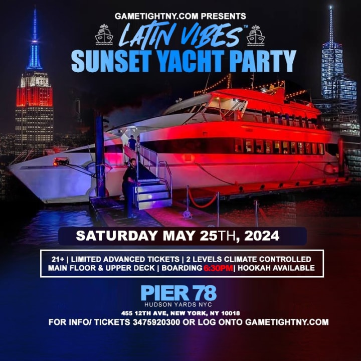 Latin Vibes Sat NYC MDW Pier 78 Hudson Yacht Party Cruise