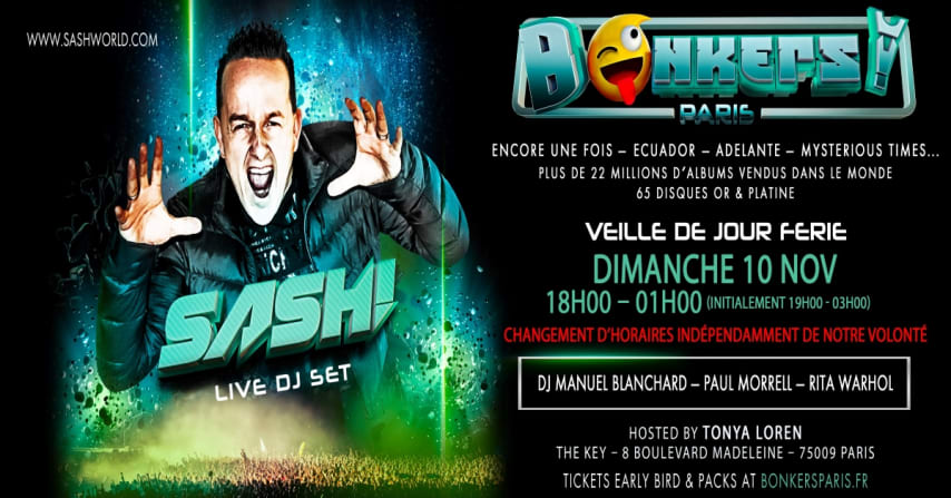 BONKERS! Paris Presents DJ SASH! Live  cover