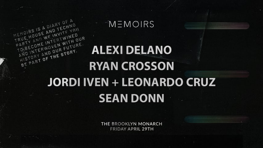 MEMOIRS W/ ALEXI DELANO, RYAN CROSSON + MORE cover