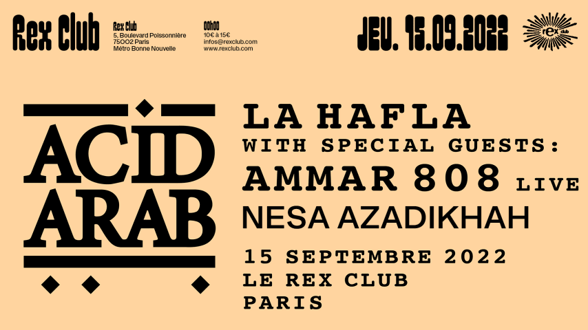 La Hafla Invite: Ammar 808 Live, Nesa Azadikhah, Acid Arab cover