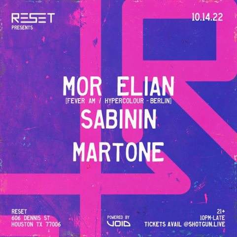 Reset presents Mor Elian with residents Sabinin and Martone cover