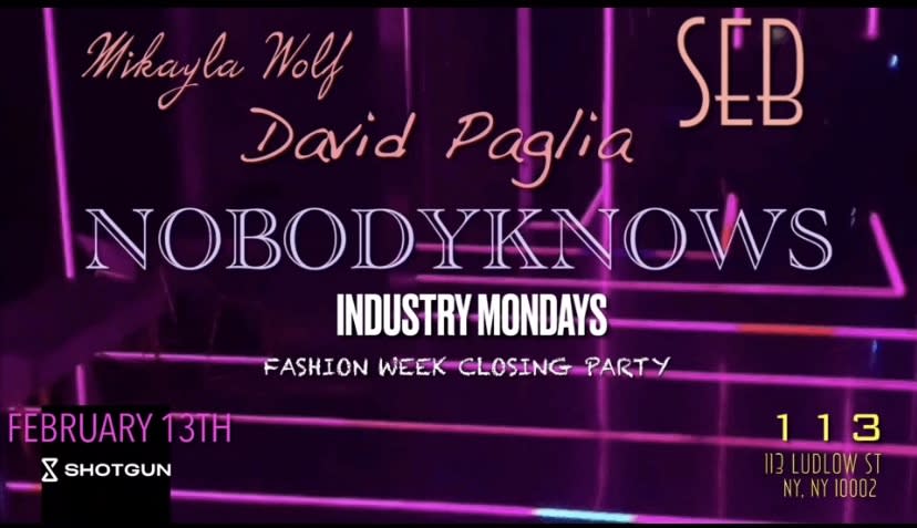 NOBODYKNOWS Industry Monday Fashion Week Closing Party! cover