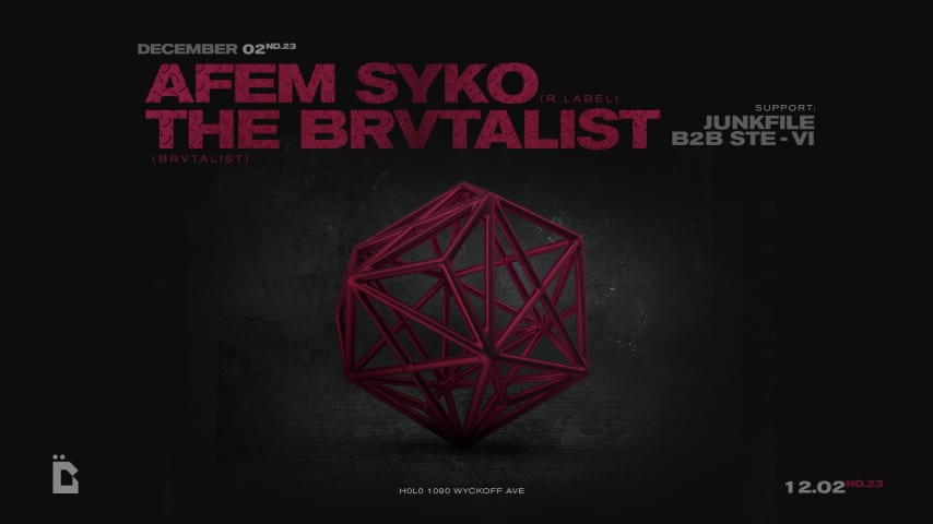 Agape presents : Afem Syko (R label) + The Brvtalist cover