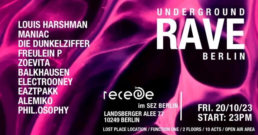 UNDERGROUND RAVE BERLIN! 2 FLOORS / 10 ACTS cover