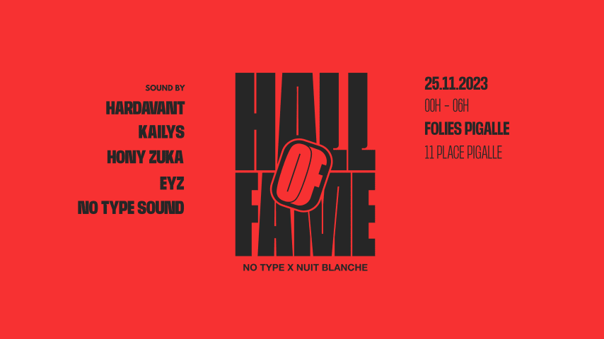 NØ TYPE X NUIT BLANCHE - " HALL OF FAME " cover