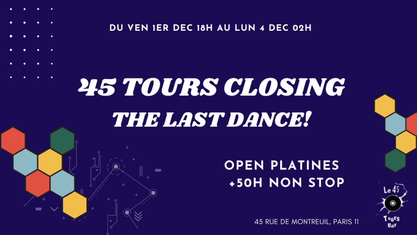 45 Tours Closing : The Last Dance ( 50h non STOP!) cover