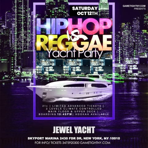 NY Hip Hop vs Reggae Saturday Yacht Cruise Skyport Marina 24 cover