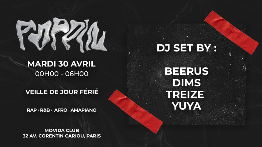 POPPIN - MARDI 30 AVRIL (VEILLE DE JOUR FERIE) cover