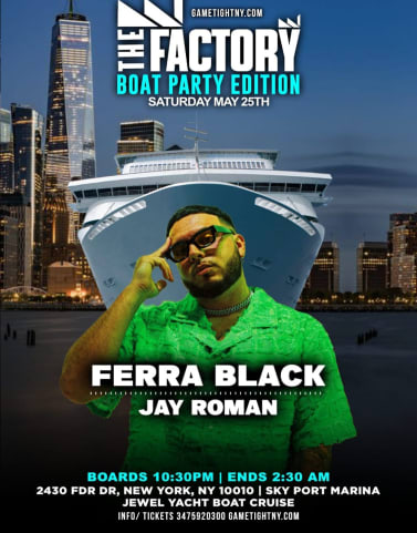 Ferra Black MDW Saturday Midnight Skyport Marina Jewel Yacht cover