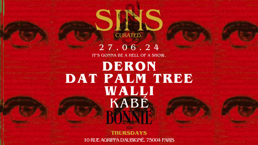 SINS CURATED at BONNIE CLUB - Thursday 27.06 cover