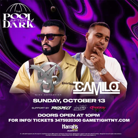 Dj Camilo & Alex Sensation Columbus Day Sunday Harrahs Pool cover