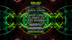 Namaste presents ANGIE CANO, JIRET & LILLY BOMBAS Sun 4.28 cover