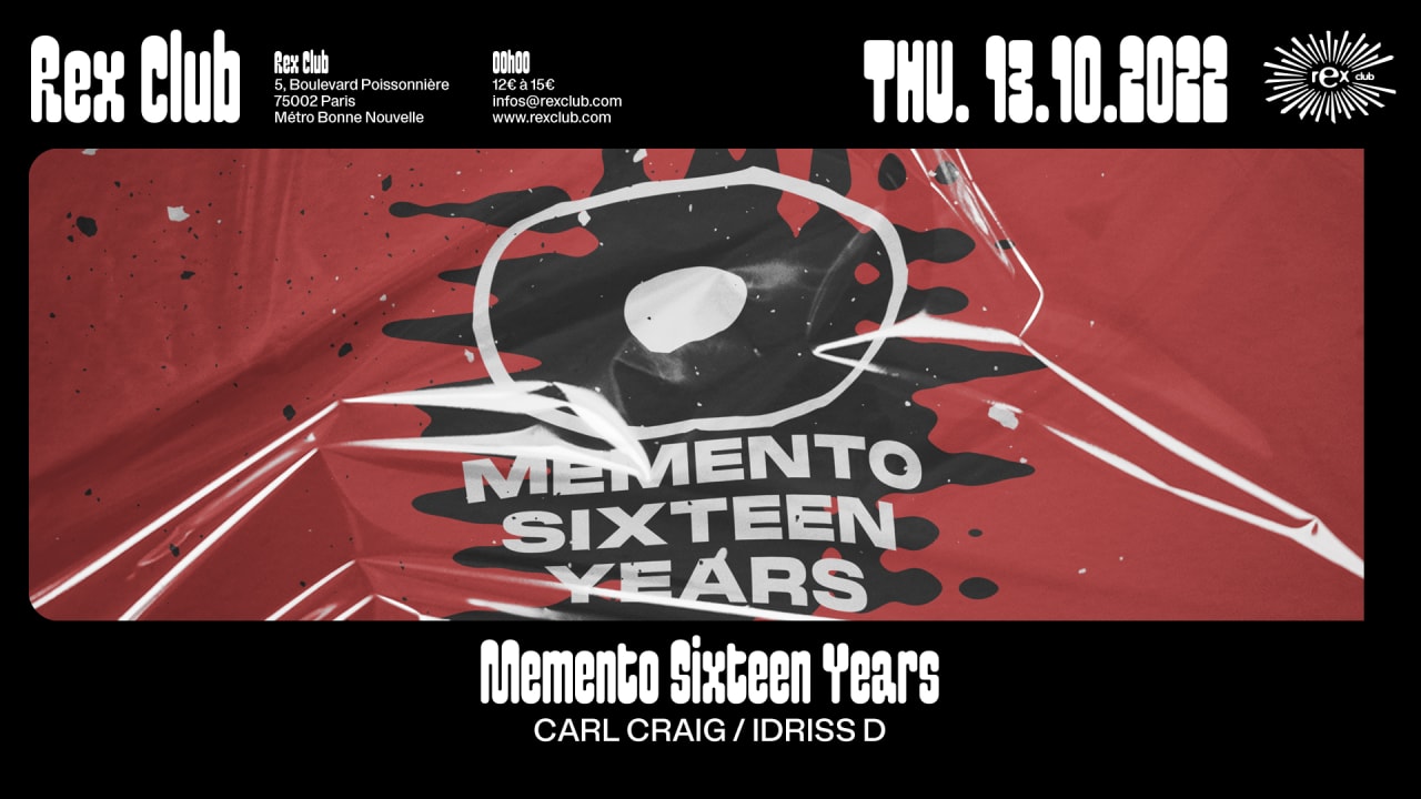 Memento Sixteen Years: Carl Craig & Idriss D cover