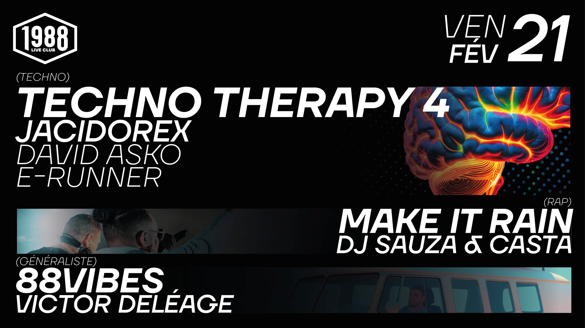 Techno Therapy W/ Jacidorex & More - Make It Rain - 88vibes Cover