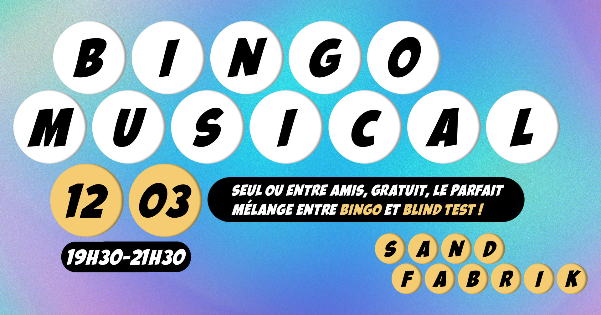 Bingo Musical @ Sand Fabrik [Gratuit] Cover