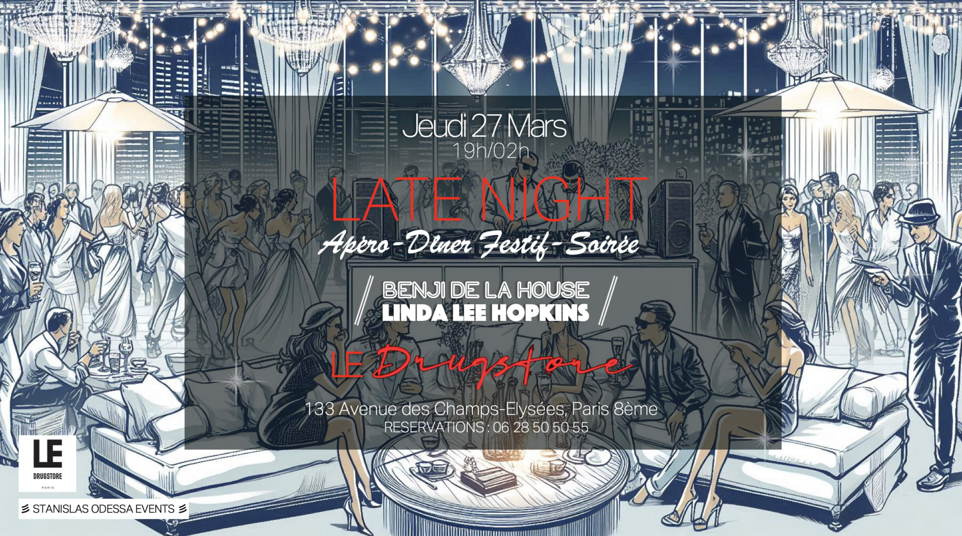 Drugstore Champs-Elysees / Apéro- Dîner Festif - Soirée Dj Cover