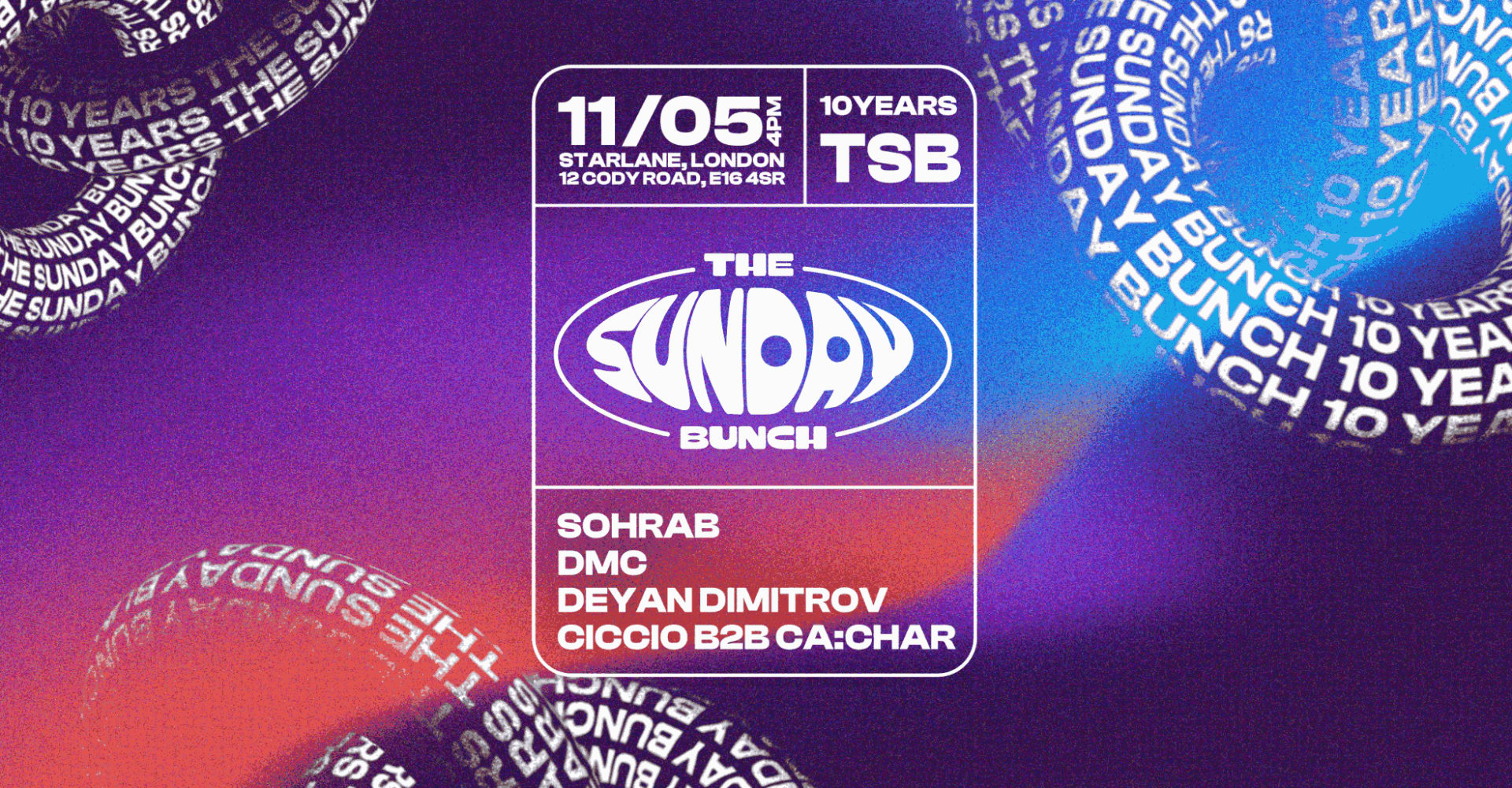 The Sunday Bunch @ Starlane London | 10 Years Tsb Cover