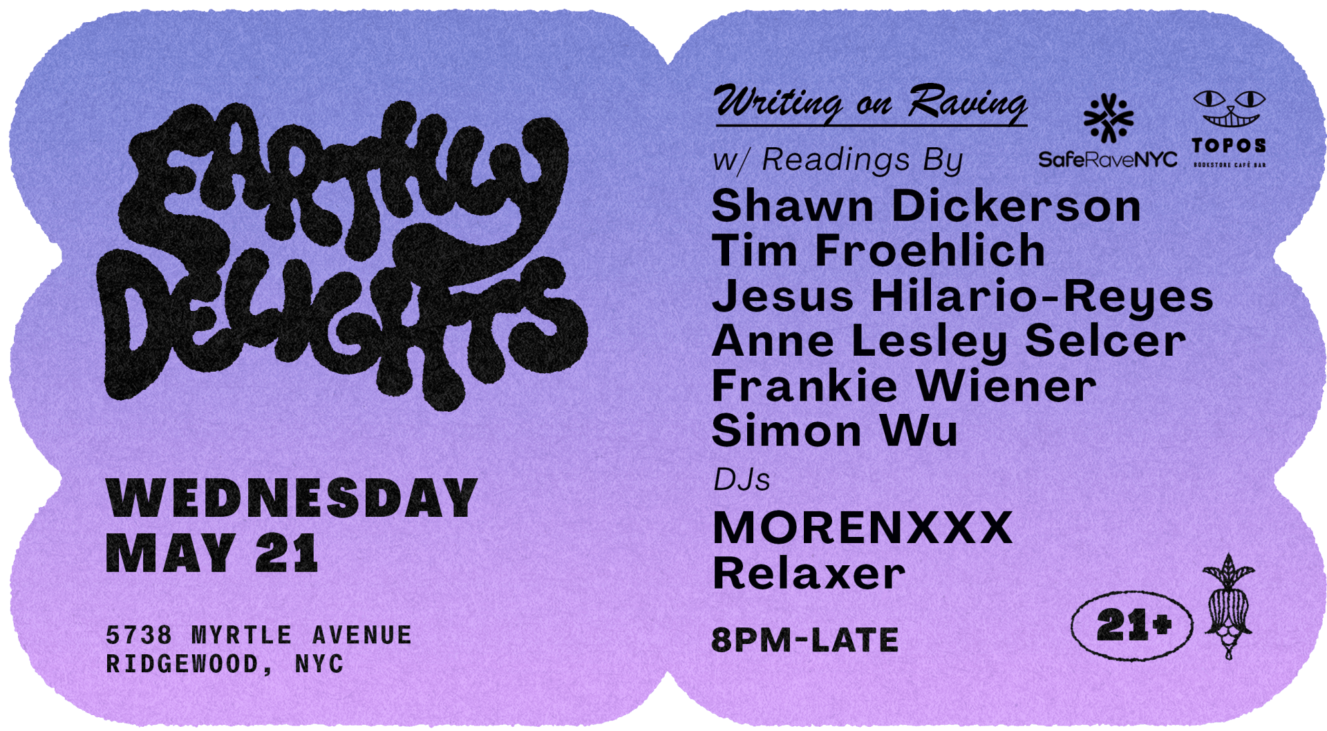 "Writing On Raving" Reading & After Party Cover