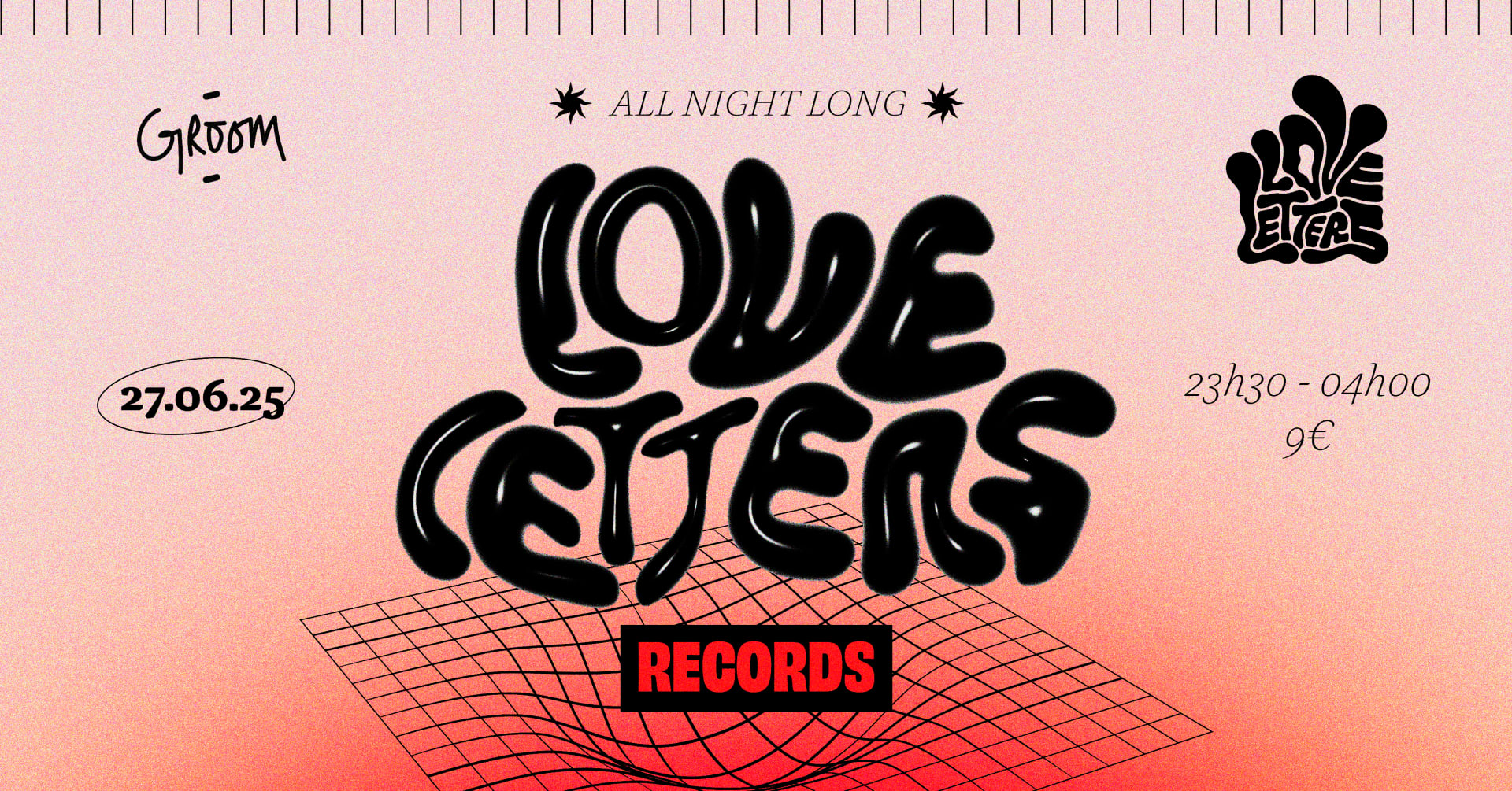 All Night Long W/ Love Letters Records Cover