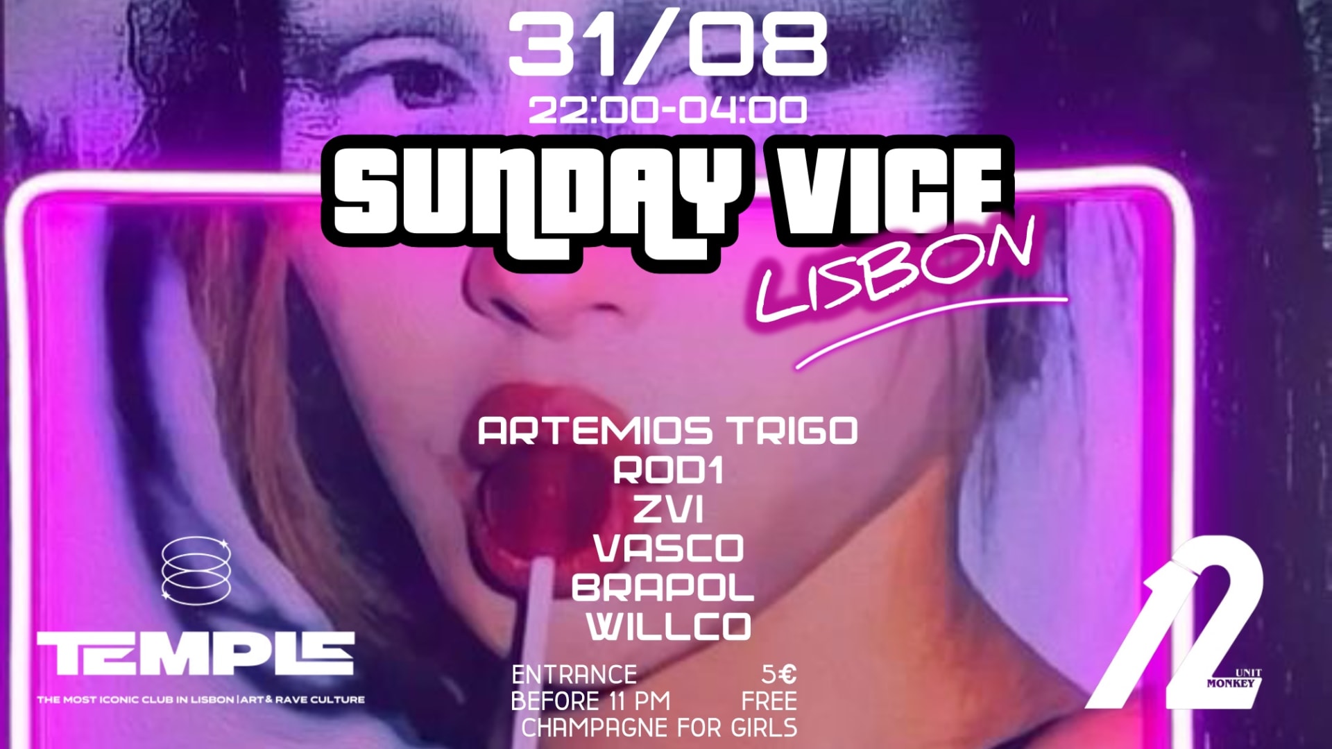 Sunday Vice 31 August At Temple Club Cover