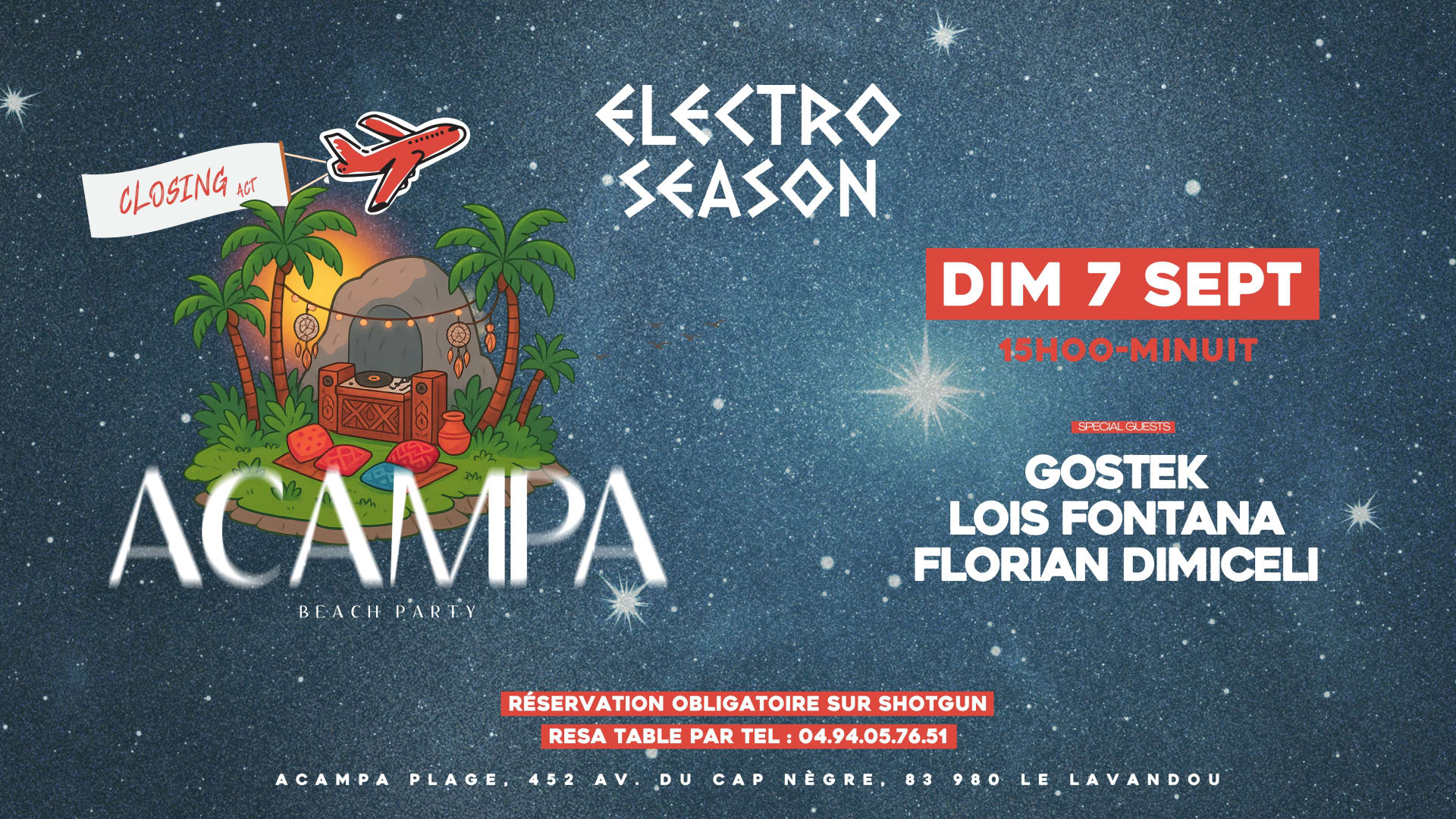 Electro Season • Acampa I Dim 7 Sept • Summer Closing Cover