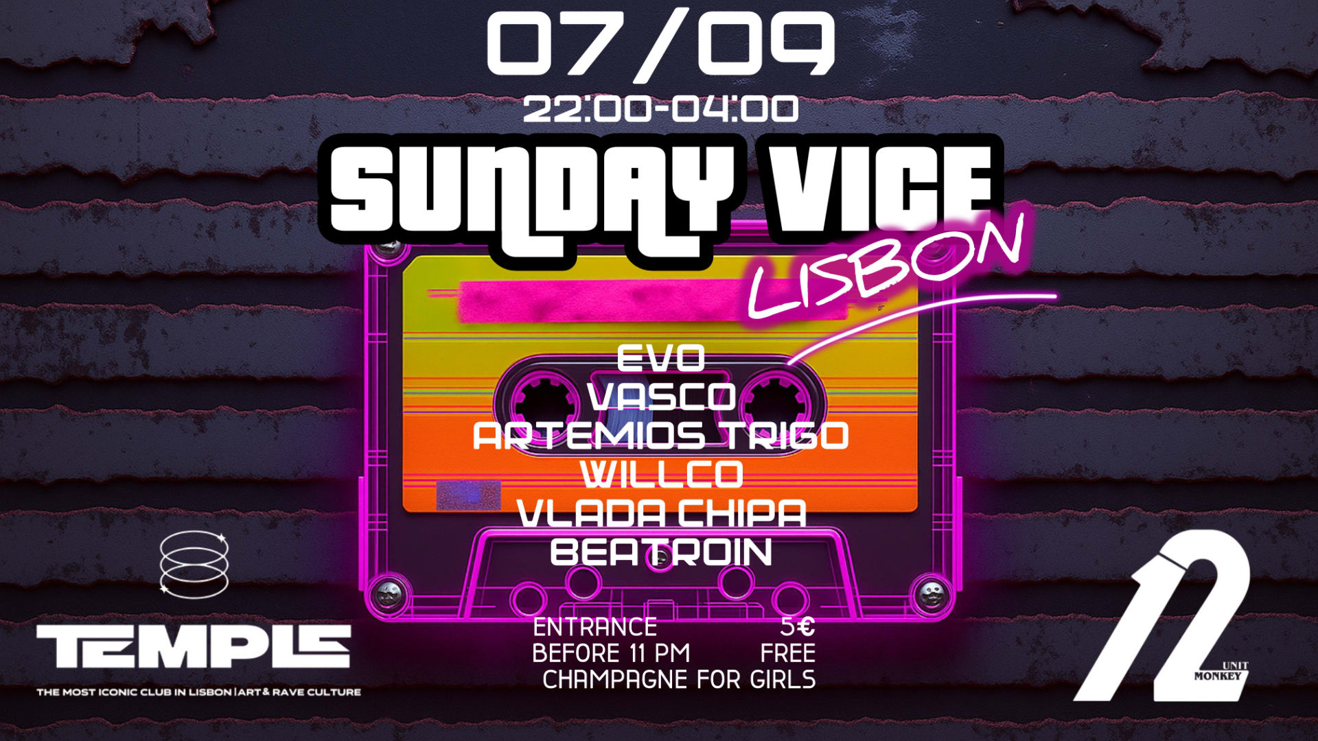 Sunday Vice 7 September At Temple Club Cover