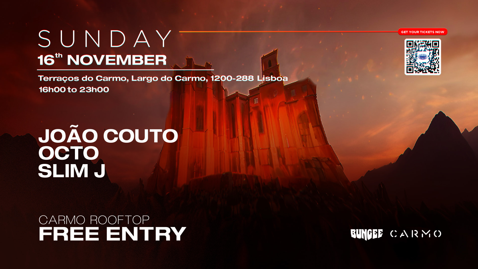 João Couto • Octo • Slim J | Sunday 16 Nov • Carmo • Free Cover