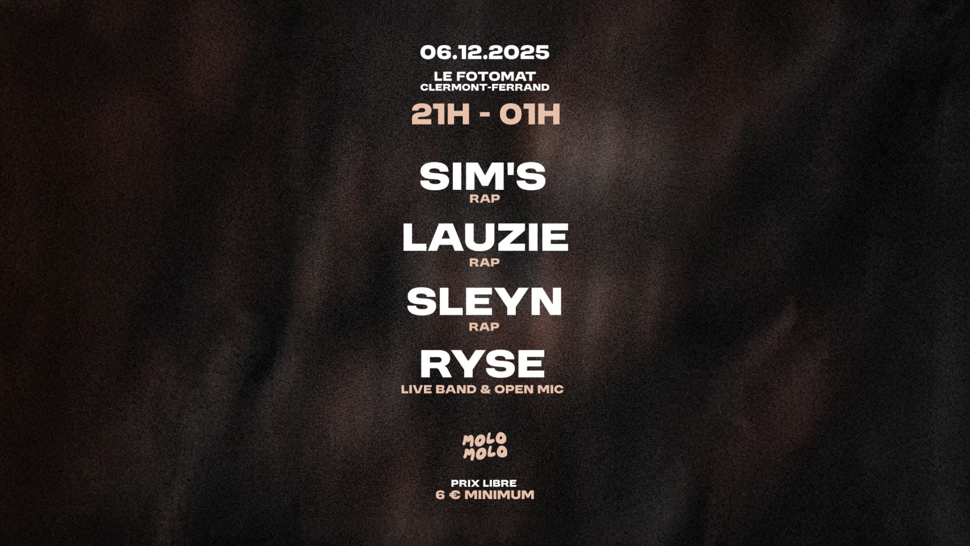 Molo Molo Présente: Sim's + Sleyn + Lauzie + Ryse Cover