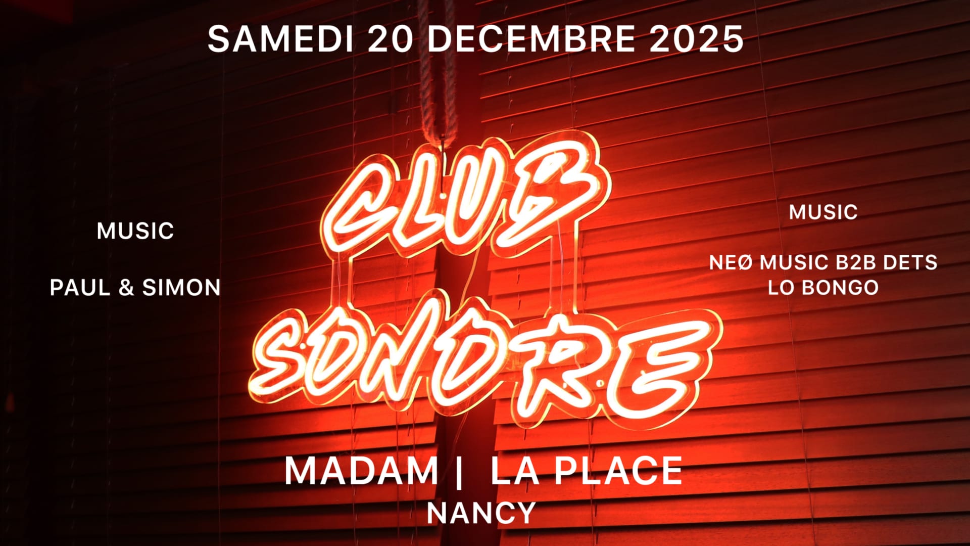 Club Sonore & Friends X Nancy X Samedi 20 Dec 2025 Cover