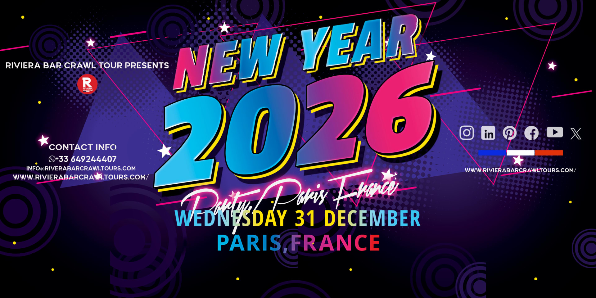 New Years Eve Party In Paris | Riviera Bar Crawl Paris 2026 Cover
