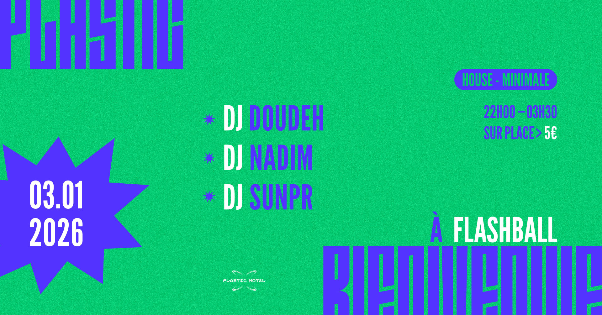 Plastic Bienvenue À Flashball W/ Doudeh, Sunpr, Nadim Cover