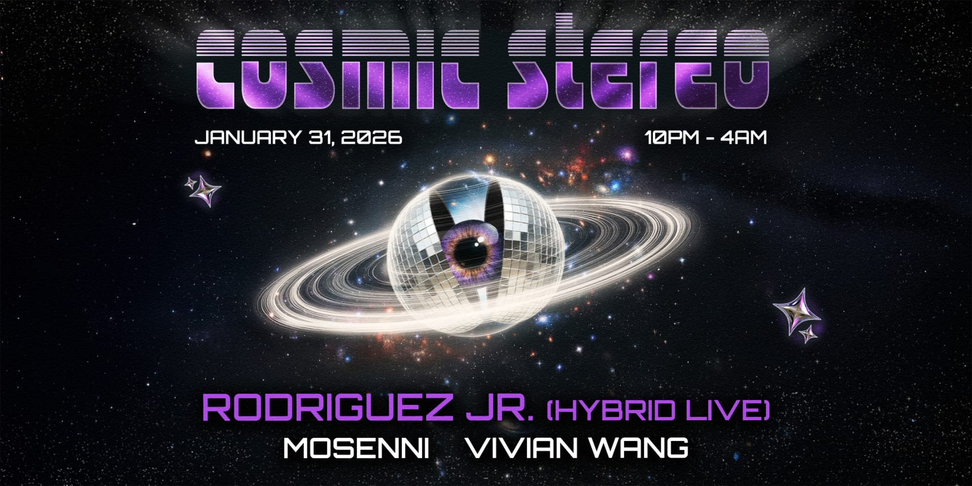 Cosmic Stereo: Rodriguez Jr. • Mosenni • Vivian Wang Cover