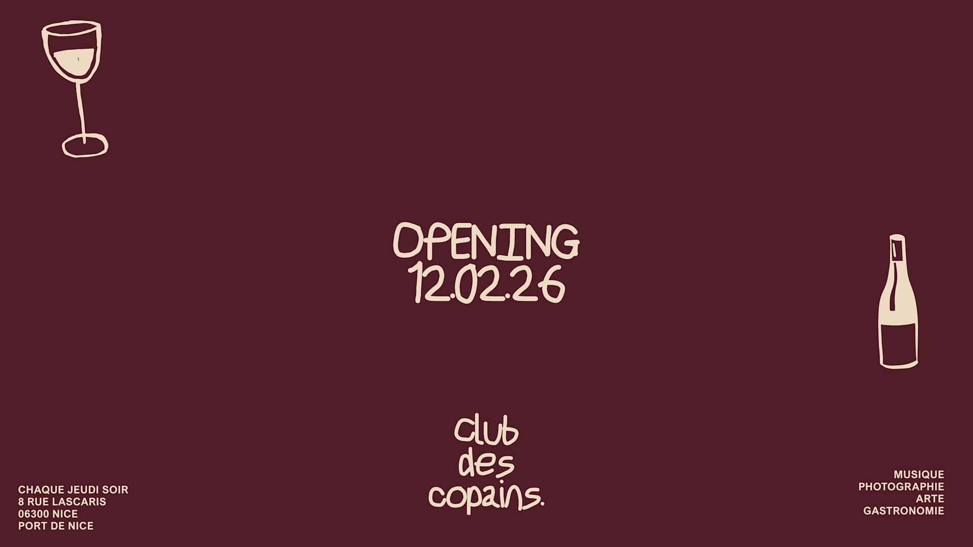 Club Des Copains - Opening Thursday 12 February Cover