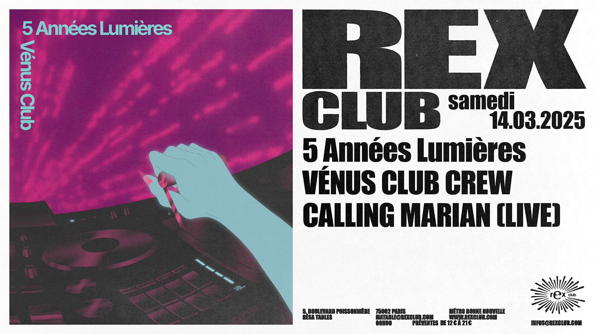 Venus Club 5 Années Lumières : Calling Marian (Live) & More Cover