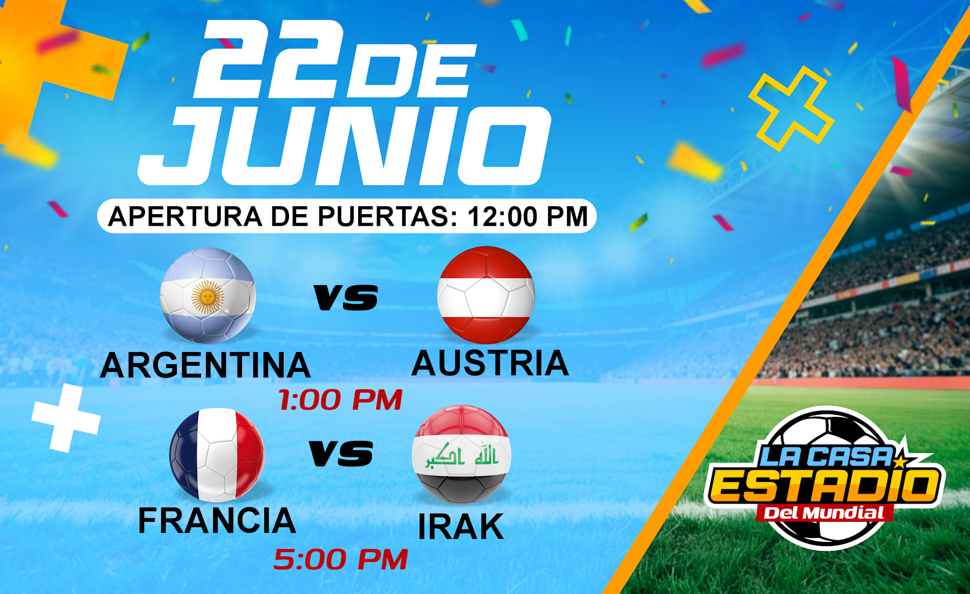 Dia 12: Argentina Vs Austria / Francia Vs Irak Cover